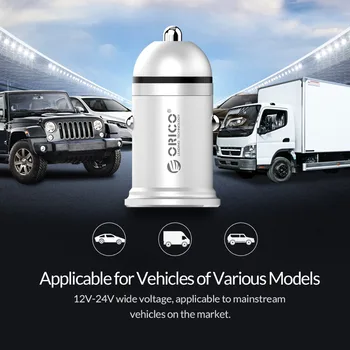 ORICO Mini Dual USB Car Charger 2.4 A 15.5 W Max Mobile Phone Car Charger za iPhone Samsung Xiaomi Smart Car Phone Charger