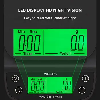 Yieryi WH-B25 LCD Display LED elektroničke vage Kuhinjske vage za pečenje Vaga s pehar i vodootporan термостойким silikonskim tepih