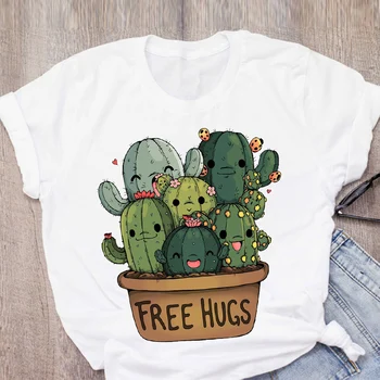 Žene Grafički Kaktus Besplatno Zagrljaj Moda Crtani Kratkih Rukava Ljeto Dama Majice T-Shirt Ženska Odjeća Tees Ženska Majica