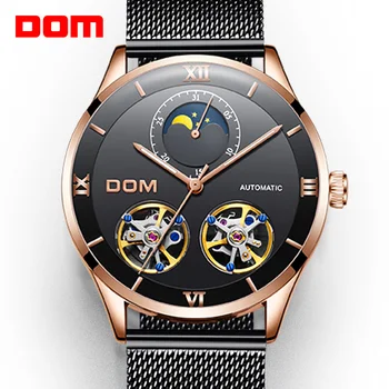 DOM mens moderan dizajn kostur sportske mehanički sat faza Mjeseca transparentno Čelična narukvica luksuzne muške sati M-1270GK-