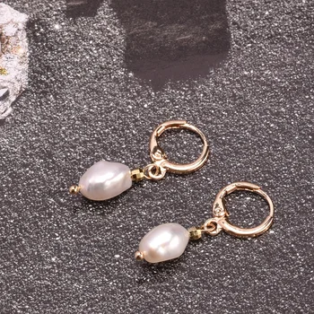 Moderan dizajn ženski nakit 14K pozlaćeni prirodne barokne slatkovodnih Bisera viseće naušnice darove stranke biserni nakit veleprodaja