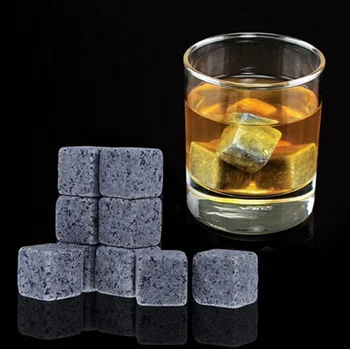Set od 9 sive hlađenje pića kamenja Rocks Viskija Stone za viski i drugih napitaka s бархатным мешочком čist sapun kamen